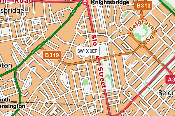 SW1X 0EP map - OS VectorMap District (Ordnance Survey)