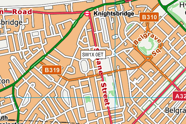 SW1X 0ET map - OS VectorMap District (Ordnance Survey)