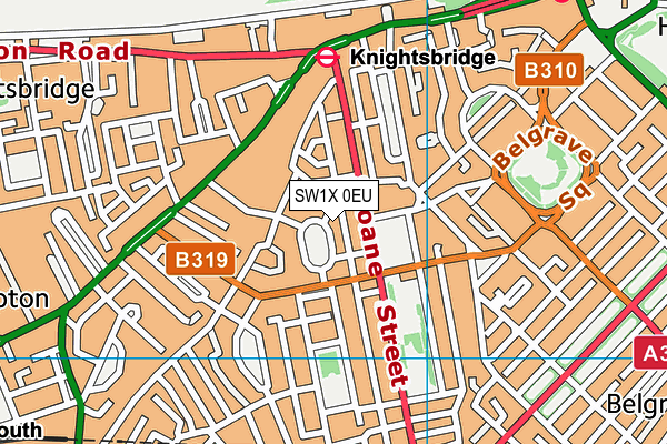 SW1X 0EU map - OS VectorMap District (Ordnance Survey)