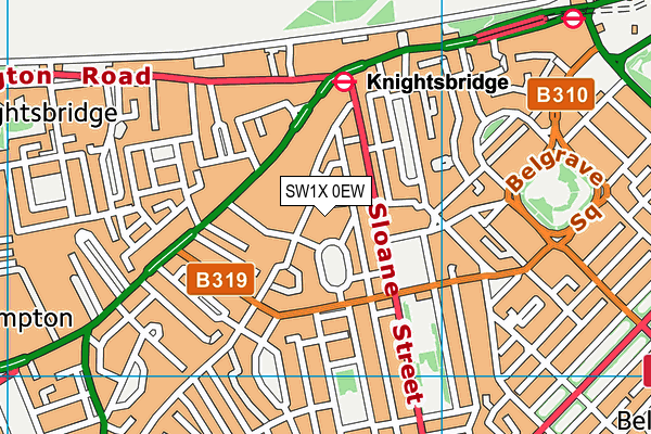 SW1X 0EW map - OS VectorMap District (Ordnance Survey) SW1X 0EW map - OS VectorMap District (Ordnance Survey)