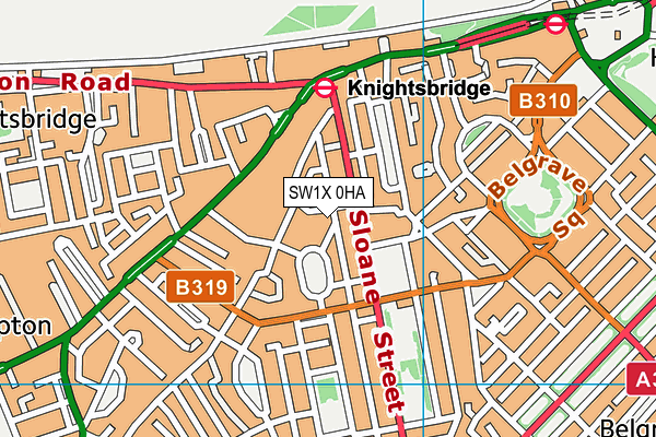 SW1X 0HA map - OS VectorMap District (Ordnance Survey) SW1X 0HA map - OS VectorMap District (Ordnance Survey)
