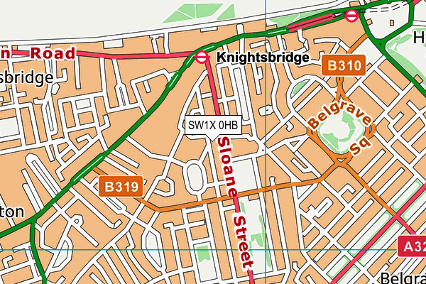 SW1X 0HB map - OS VectorMap District (Ordnance Survey) SW1X 0HB map - OS VectorMap District (Ordnance Survey)