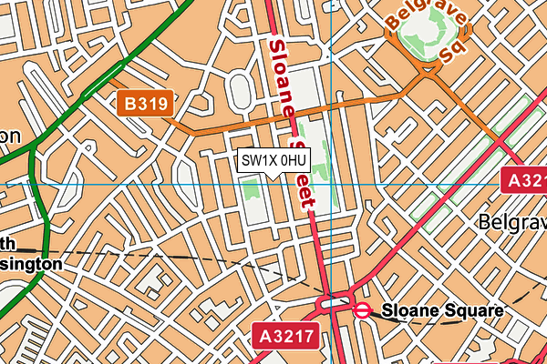 SW1X 0HU map - OS VectorMap District (Ordnance Survey) SW1X 0HU map - OS VectorMap District (Ordnance Survey)