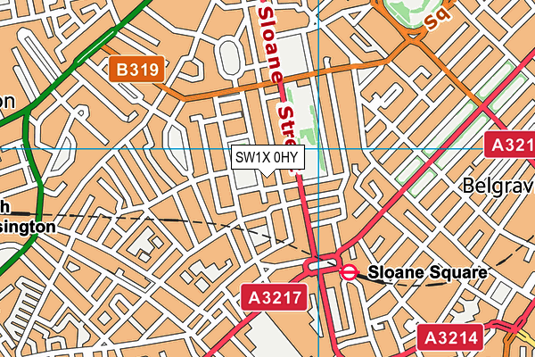 SW1X 0HY map - OS VectorMap District (Ordnance Survey) SW1X 0HY map - OS VectorMap District (Ordnance Survey)