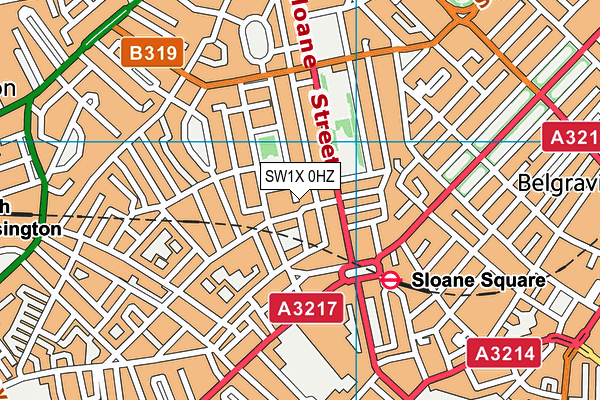 SW1X 0HZ map - OS VectorMap District (Ordnance Survey) SW1X 0HZ map - OS VectorMap District (Ordnance Survey)