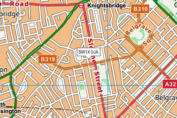 SW1X 0JA map - OS VectorMap District (Ordnance Survey) SW1X 0JA map - OS VectorMap District (Ordnance Survey)