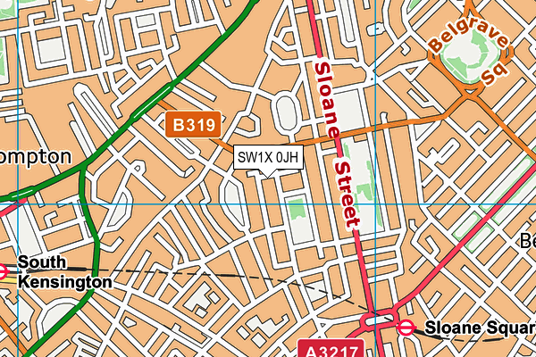 SW1X 0JH map - OS VectorMap District (Ordnance Survey) SW1X 0JH map - OS VectorMap District (Ordnance Survey)