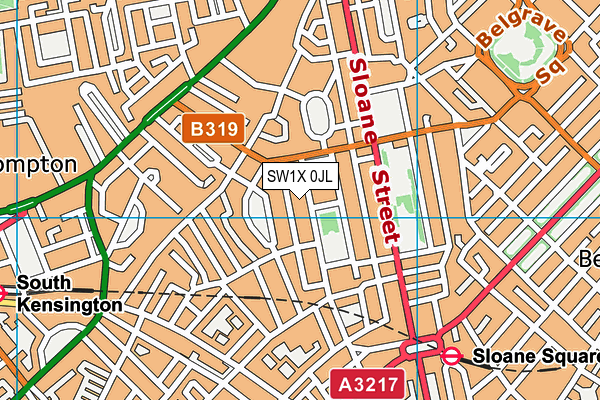 SW1X 0JL map - OS VectorMap District (Ordnance Survey)