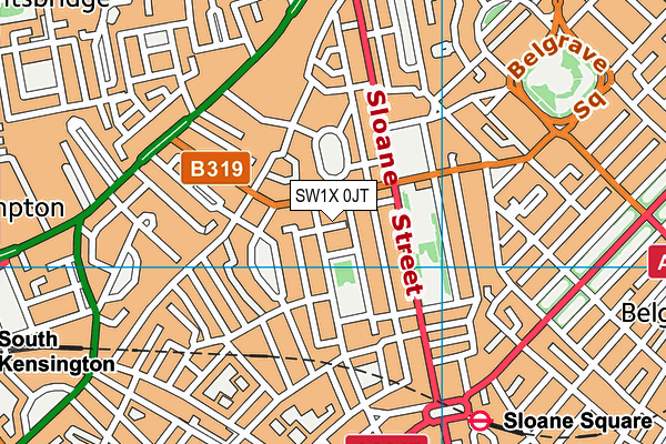 SW1X 0JT map - OS VectorMap District (Ordnance Survey) SW1X 0JT map - OS VectorMap District (Ordnance Survey)
