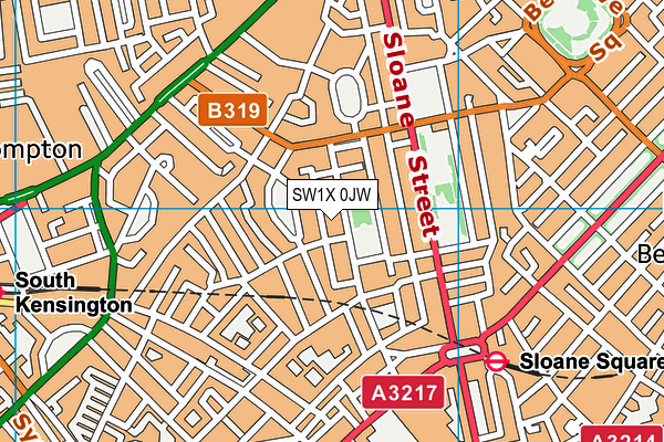 SW1X 0JW map - OS VectorMap District (Ordnance Survey) SW1X 0JW map - OS VectorMap District (Ordnance Survey)