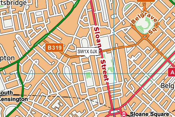SW1X 0JX map - OS VectorMap District (Ordnance Survey) SW1X 0JX map - OS VectorMap District (Ordnance Survey)