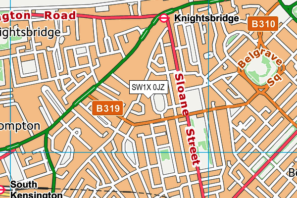 SW1X 0JZ map - OS VectorMap District (Ordnance Survey) SW1X 0JZ map - OS VectorMap District (Ordnance Survey)