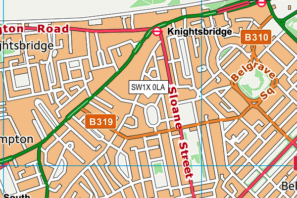 SW1X 0LA map - OS VectorMap District (Ordnance Survey) SW1X 0LA map - OS VectorMap District (Ordnance Survey)