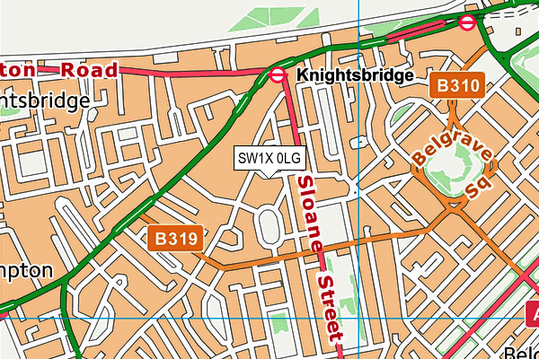 SW1X 0LG map - OS VectorMap District (Ordnance Survey) SW1X 0LG map - OS VectorMap District (Ordnance Survey)