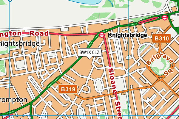 SW1X 0LZ map - OS VectorMap District (Ordnance Survey) SW1X 0LZ map - OS VectorMap District (Ordnance Survey)