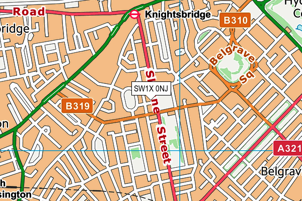 SW1X 0NJ map - OS VectorMap District (Ordnance Survey) SW1X 0NJ map - OS VectorMap District (Ordnance Survey)