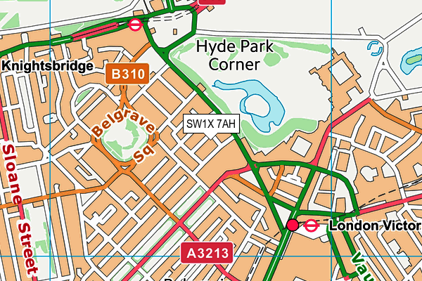 SW1X 7AH map - OS VectorMap District (Ordnance Survey)