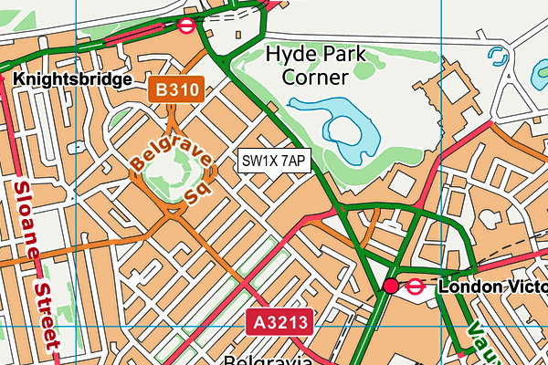 SW1X 7AP map - OS VectorMap District (Ordnance Survey)
