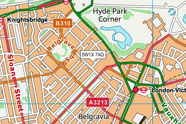 SW1X 7AQ map - OS VectorMap District (Ordnance Survey) SW1X 7AQ map - OS VectorMap District (Ordnance Survey)