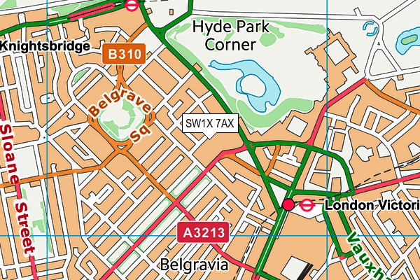 SW1X 7AX map - OS VectorMap District (Ordnance Survey) SW1X 7AX map - OS VectorMap District (Ordnance Survey)