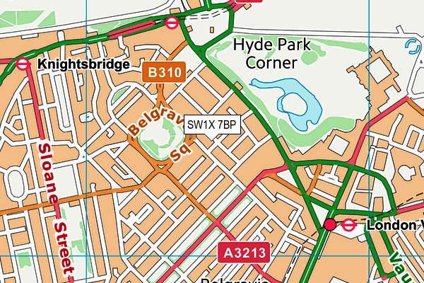SW1X 7BP map - OS VectorMap District (Ordnance Survey) SW1X 7BP map - OS VectorMap District (Ordnance Survey)