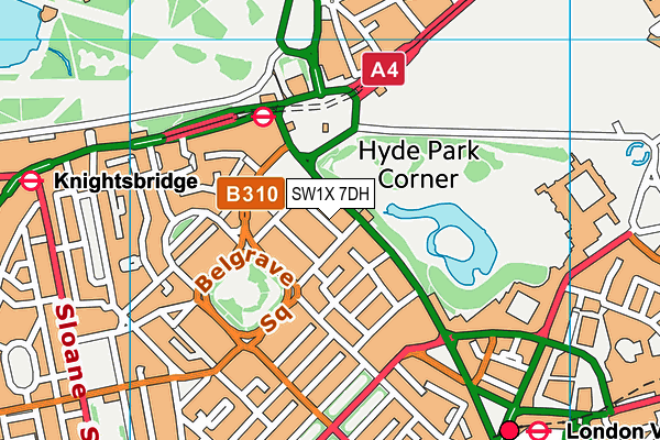 SW1X 7DH map - OS VectorMap District (Ordnance Survey) SW1X 7DH map - OS VectorMap District (Ordnance Survey)