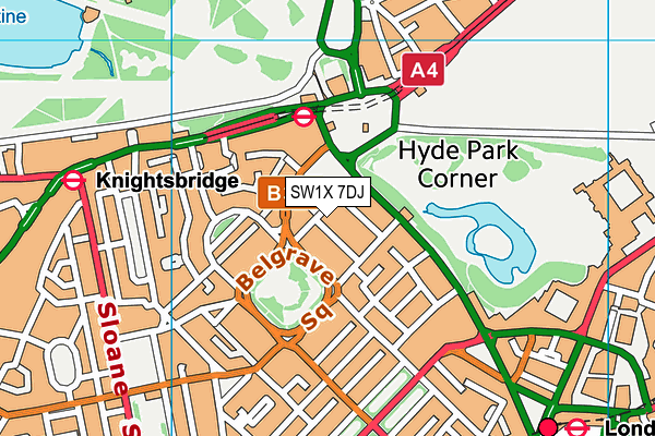 SW1X 7DJ map - OS VectorMap District (Ordnance Survey) SW1X 7DJ map - OS VectorMap District (Ordnance Survey)