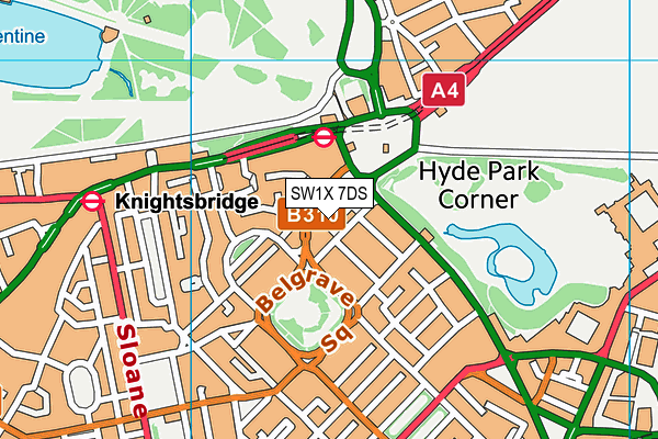 SW1X 7DS map - OS VectorMap District (Ordnance Survey)