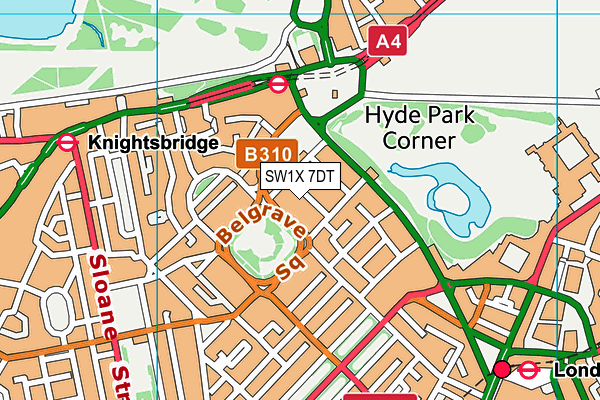 SW1X 7DT map - OS VectorMap District (Ordnance Survey) SW1X 7DT map - OS VectorMap District (Ordnance Survey)
