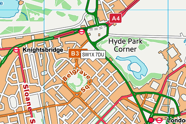 SW1X 7DU map - OS VectorMap District (Ordnance Survey)