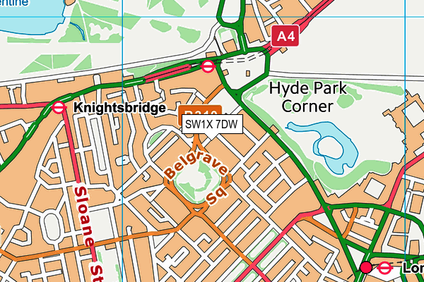 SW1X 7DW map - OS VectorMap District (Ordnance Survey) SW1X 7DW map - OS VectorMap District (Ordnance Survey)