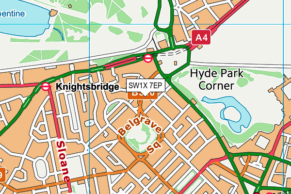 SW1X 7EP map - OS VectorMap District (Ordnance Survey) SW1X 7EP map - OS VectorMap District (Ordnance Survey)
