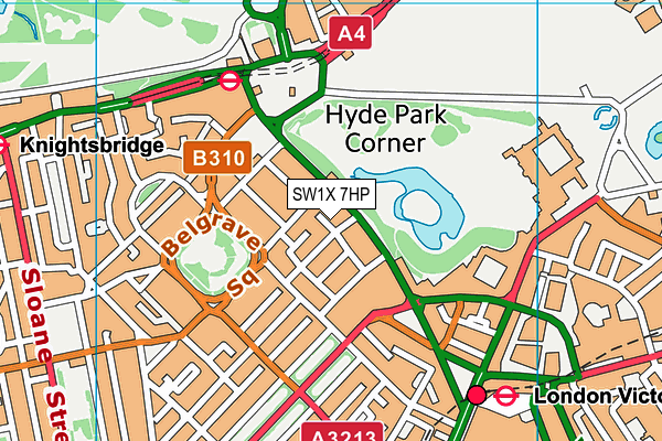 SW1X 7HP map - OS VectorMap District (Ordnance Survey) SW1X 7HP map - OS VectorMap District (Ordnance Survey)