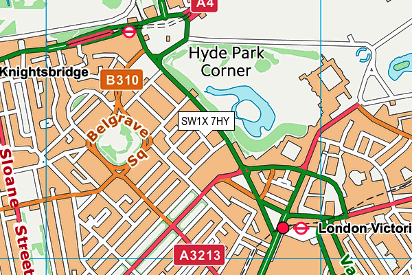 SW1X 7HY map - OS VectorMap District (Ordnance Survey) SW1X 7HY map - OS VectorMap District (Ordnance Survey)