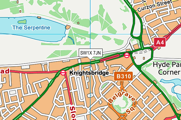 SW1X 7JN map - OS VectorMap District (Ordnance Survey) SW1X 7JN map - OS VectorMap District (Ordnance Survey)