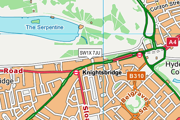 SW1X 7JU map - OS VectorMap District (Ordnance Survey) SW1X 7JU map - OS VectorMap District (Ordnance Survey)