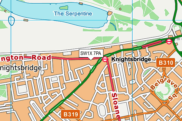 SW1X 7PA map - OS VectorMap District (Ordnance Survey) SW1X 7PA map - OS VectorMap District (Ordnance Survey)
