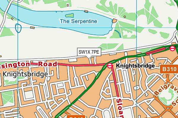 SW1X 7PE map - OS VectorMap District (Ordnance Survey)