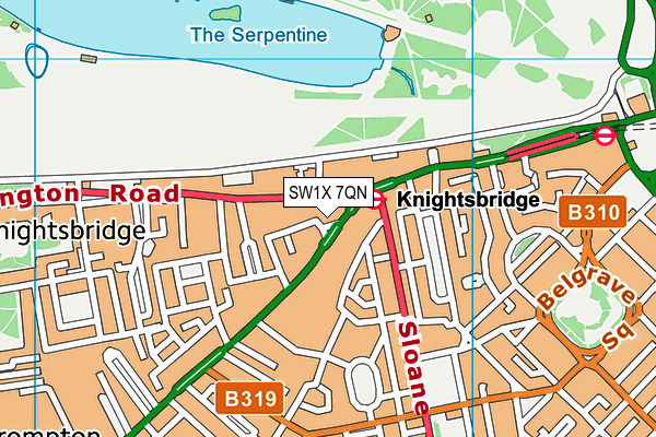 SW1X 7QN map - OS VectorMap District (Ordnance Survey) SW1X 7QN map - OS VectorMap District (Ordnance Survey)