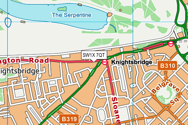 SW1X 7QT map - OS VectorMap District (Ordnance Survey) SW1X 7QT map - OS VectorMap District (Ordnance Survey)