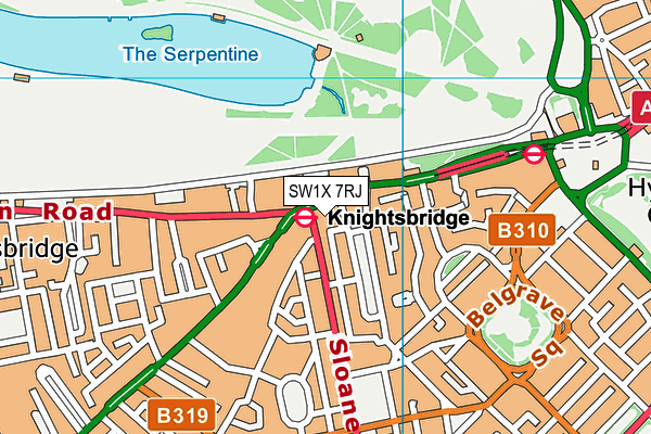 SW1X 7RJ map - OS VectorMap District (Ordnance Survey)