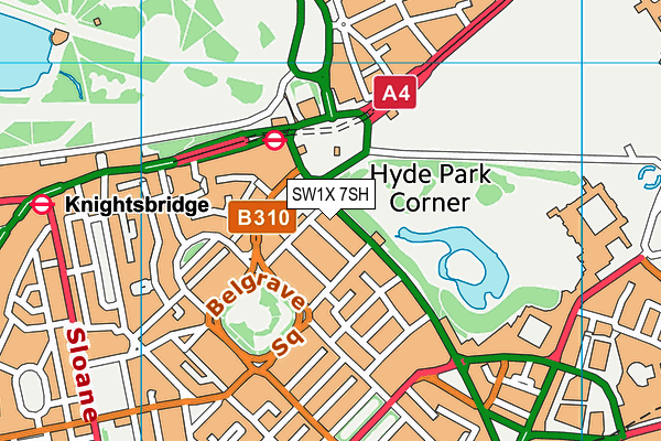 SW1X 7SH map - OS VectorMap District (Ordnance Survey) SW1X 7SH map - OS VectorMap District (Ordnance Survey)