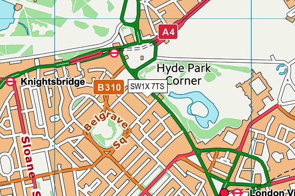 SW1X 7TS map - OS VectorMap District (Ordnance Survey)