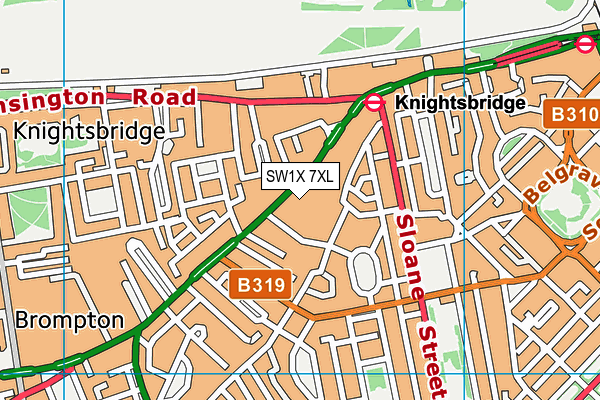 SW1X 7XL map - OS VectorMap District (Ordnance Survey) SW1X 7XL map - OS VectorMap District (Ordnance Survey)