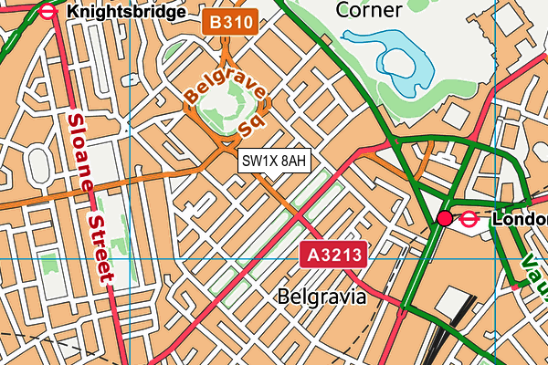 SW1X 8AH map - OS VectorMap District (Ordnance Survey) SW1X 8AH map - OS VectorMap District (Ordnance Survey)
