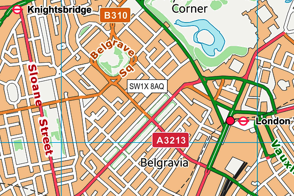 SW1X 8AQ map - OS VectorMap District (Ordnance Survey) SW1X 8AQ map - OS VectorMap District (Ordnance Survey)