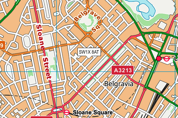 SW1X 8AT map - OS VectorMap District (Ordnance Survey) SW1X 8AT map - OS VectorMap District (Ordnance Survey)