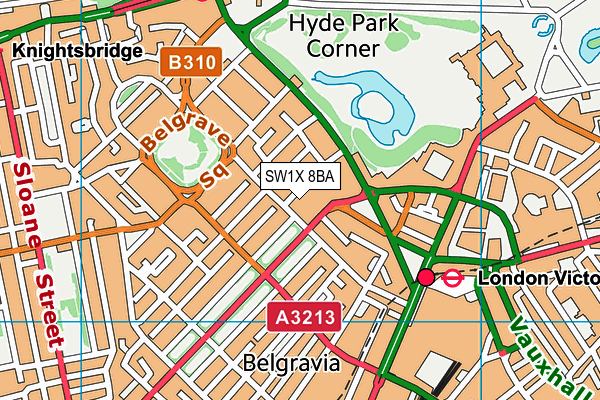 SW1X 8BA map - OS VectorMap District (Ordnance Survey) SW1X 8BA map - OS VectorMap District (Ordnance Survey)
