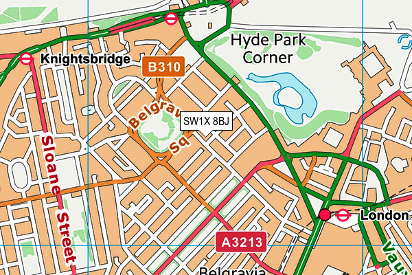 SW1X 8BJ map - OS VectorMap District (Ordnance Survey) SW1X 8BJ map - OS VectorMap District (Ordnance Survey)