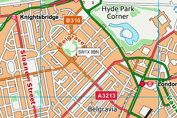 SW1X 8BN map - OS VectorMap District (Ordnance Survey) SW1X 8BN map - OS VectorMap District (Ordnance Survey)